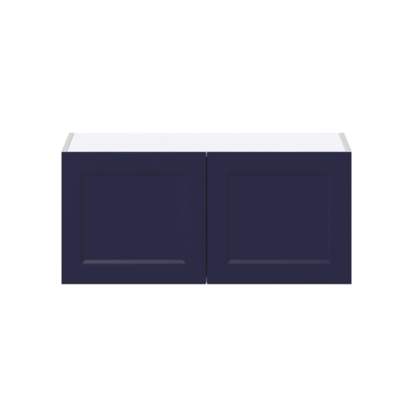 Camellia Painted Midnight Blue Recessed Assembled Wall Bridge  Cabinet (33 in. W X 15 in. H X 14 in. D)