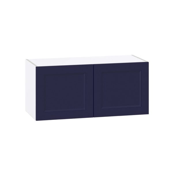 Camellia Painted Midnight Blue Recessed Assembled Wall Bridge  Cabinet (33 in. W X 15 in. H X 14 in. D)