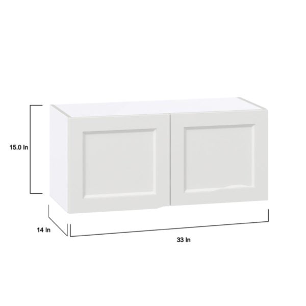 Magnolia Painted Bright White Recessed Assembled Wall Bridge  Cabinet (33 in. W X 15 in. H X 14 in. D)