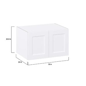 Jasmine Painted Warm White  Shaker Assembled Deep Wall Bridge  Cabinet (33 in. W X 15 in. H X 24 in. D)