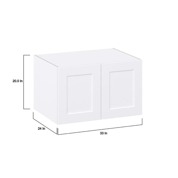 Jasmine Painted Warm White  Shaker Assembled Deep Wall Bridge  Cabinet (33 in. W X 15 in. H X 24 in. D)