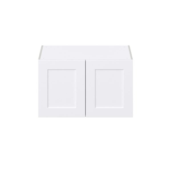 Jasmine Painted Warm White  Shaker Assembled Deep Wall Bridge  Cabinet (33 in. W X 15 in. H X 24 in. D)