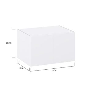 Lily Bright White  Slab Assembled Deep Wall Bridge  Cabinet (33 in. W X 15 in. H X 24 in. D)