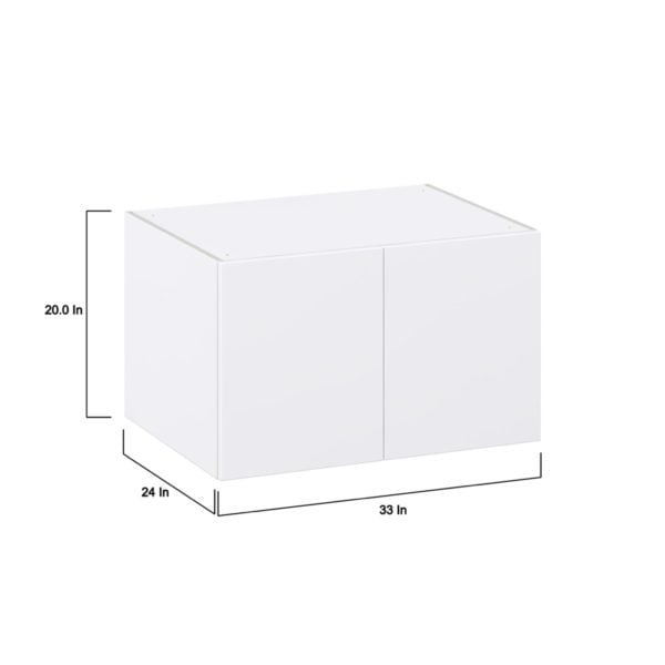 Lily Bright White  Slab Assembled Deep Wall Bridge  Cabinet (33 in. W X 15 in. H X 24 in. D)