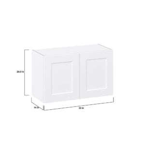 Jasmine Painted Warm White  Shaker Assembled Wall Bridge  Cabinet (33 in. W X 20 in. H X 14 in. D)