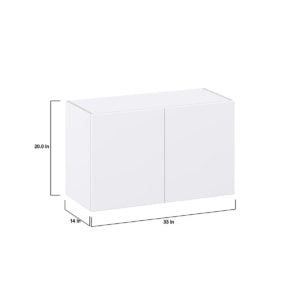 Lily Bright White  Slab Assembled Wall Bridge  Cabinet (33 in. W X 20 in. H X 14 in. D)