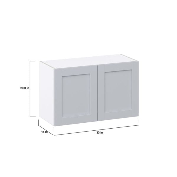 Sea Holly Light Gray  Shaker Assembled Wall Bridge  Cabinet (33 in. W X 20 in. H X 14 in. D)