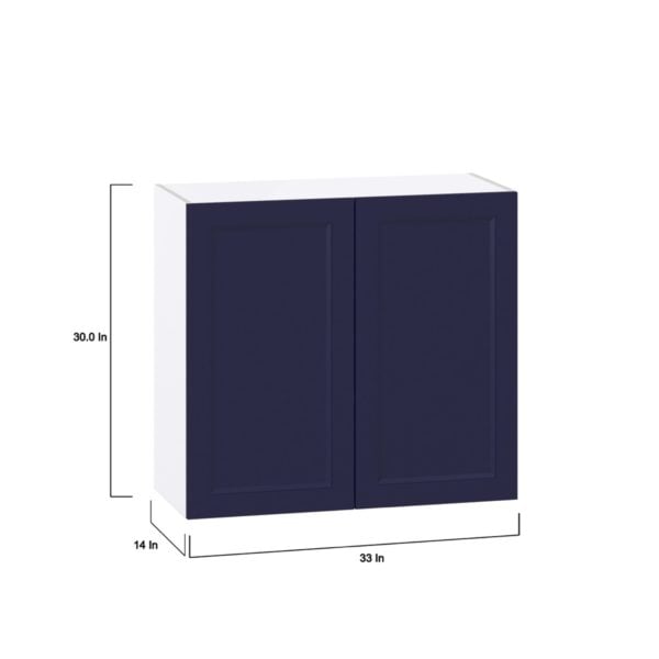 Camellia Painted Midnight Blue Recessed Assembled Wall  Cabinet (33 in. W X 30 in. H X 14 in. D)