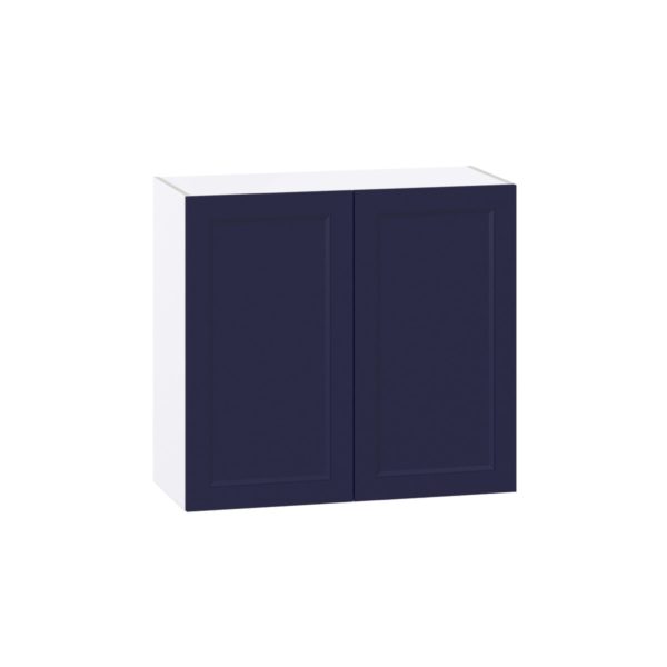 Camellia Painted Midnight Blue Recessed Assembled Wall  Cabinet (33 in. W X 30 in. H X 14 in. D)