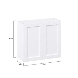 Dahlia Bright White  Shaker Assembled Wall  Cabinet (33 in. W X 30 in. H X 14 in. D)