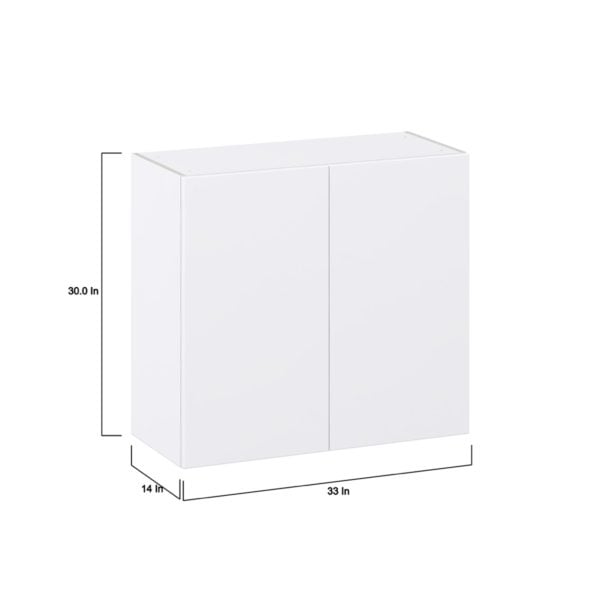 Lily Bright White  Slab Assembled Wall  Cabinet (33 in. W X 30 in. H X 14 in. D)