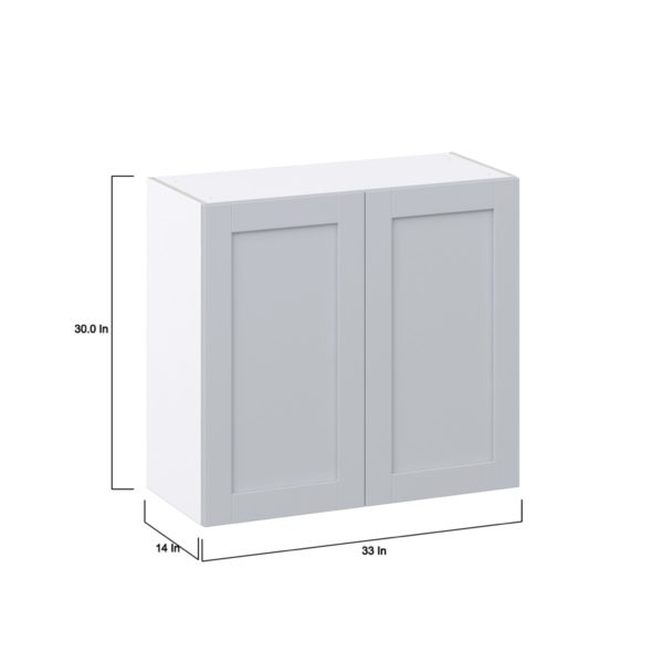 Sea Holly Light Gray  Shaker Assembled Wall  Cabinet (33 in. W X 30 in. H X 14 in. D)