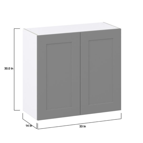 Willow Painted Slate Gray  Shaker Assembled Wall  Cabinet (33 in. W X 30 in. H X 14 in. D)