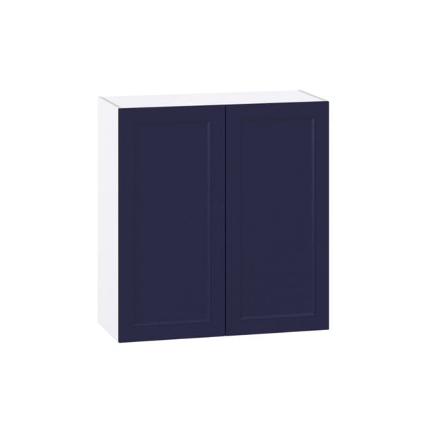 Camellia Painted Midnight Blue Recessed Assembled Wall  Cabinet (33 in. W X 35 in. H X 14 in. D)