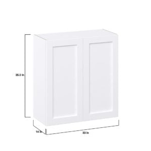 Dahlia Bright White  Shaker Assembled Wall  Cabinet (33 in. W X 35 in. H X 14 in. D)