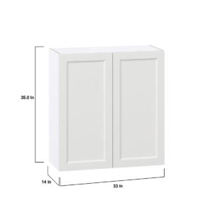 Magnolia Painted Bright White Recessed Assembled Wall  Cabinet (33 in. W X 35 in. H X 14 in. D)