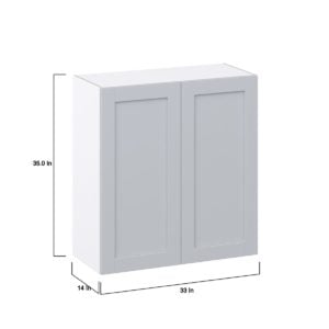 Sea Holly Light Gray  Shaker Assembled Wall  Cabinet (33 in. W X 35 in. H X 14 in. D)