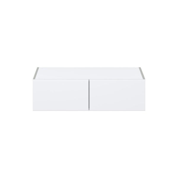 Lily Bright White  Slab Assembled Deep Wall Bridge Cabinet (36 in. W X 10 in. H X 24 in. D)