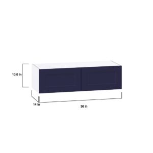 Camellia Painted Midnight Blue Recessed Assembled Wall Bridge  Cabinet (36 in. W X 10 in. H X 14 in. D)