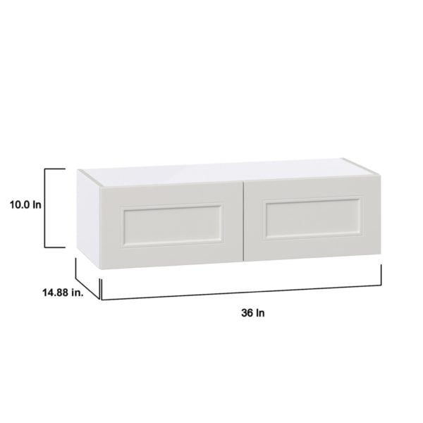 Wisteria Painted Light Gray Recessed Assembled Wall Bridge  Cabinet (36 in. W X 10 in. H X 14 in. D)