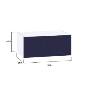 Camellia Painted Midnight Blue Recessed Assembled Deep Wall Bridge  Cabinet (36 in. W X 15 in. H X 24 in. D)