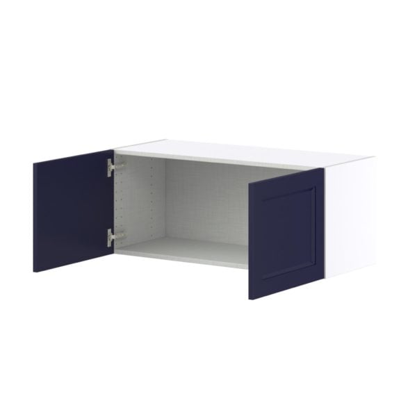 Camellia Painted Midnight Blue Recessed Assembled Wall Bridge  Cabinet (36 in. W X 15 in. H X 14 in. D)