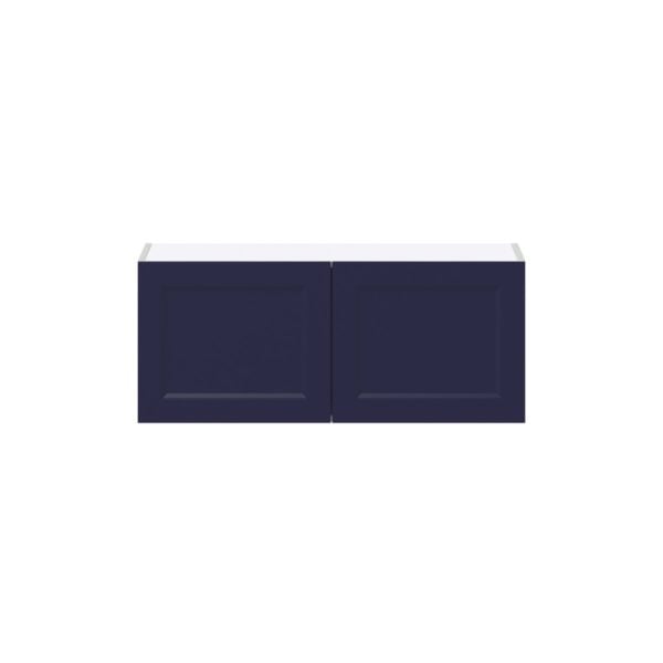 Camellia Painted Midnight Blue Recessed Assembled Wall Bridge  Cabinet (36 in. W X 15 in. H X 14 in. D)