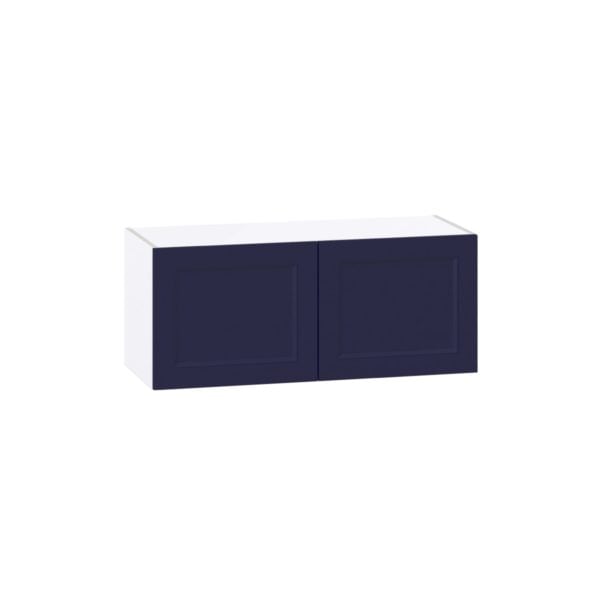 Camellia Painted Midnight Blue Recessed Assembled Wall Bridge  Cabinet (36 in. W X 15 in. H X 14 in. D)