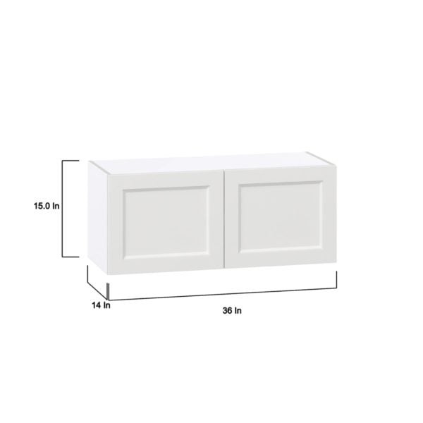 Magnolia Painted Bright White Recessed Assembled Wall Bridge  Cabinet (36 in. W X 15 in. H X 14 in. D)