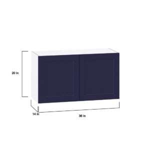 Camellia Painted Midnight Blue Recessed Assembled  Wall Bridge  Cabinet (36 in. W X 20 in. H X 14 in. D)