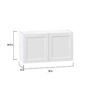 Magnolia Painted Bright White Recessed Assembled  Wall Bridge  Cabinet (36 in. W X 20 in. H X 14 in. D)