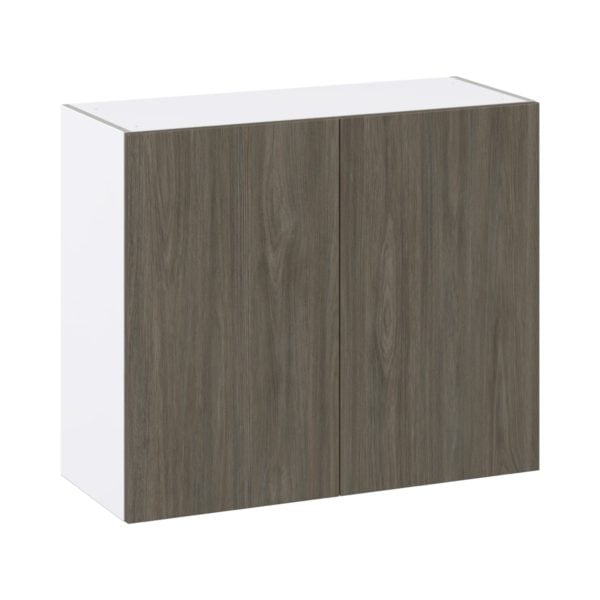 Cordyline Textured Slab Walnut Assembled Wall  Cabinet with 2 Full High Doors (36 in. W x 30 in. H x 14 in. D)