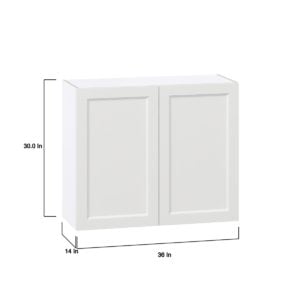 Magnolia Painted Bright White Recessed Assembled Wall  Cabinet with 2 Full High Doors (36 in. W x 30 in. H x 14 in. D)