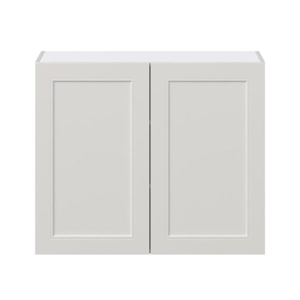 Wisteria Painted Light Gray Recessed Assembled Wall  Cabinet with 2 Full High Doors (36 in. W x 30 in. H x 14 in. D)