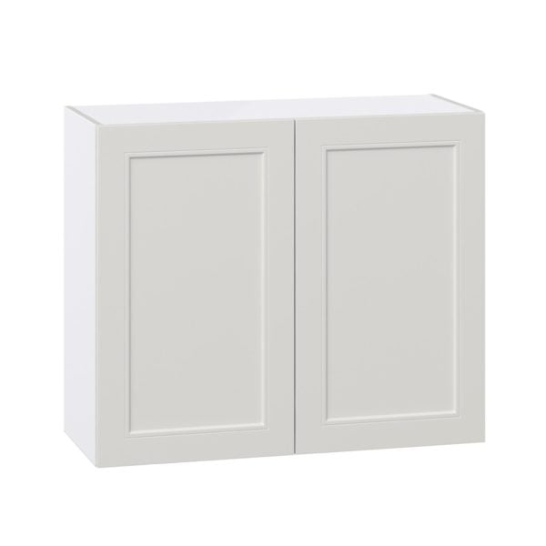 Wisteria Painted Light Gray Recessed Assembled Wall  Cabinet with 2 Full High Doors (36 in. W x 30 in. H x 14 in. D)