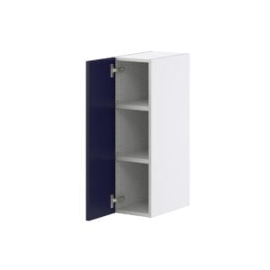 Camellia Painted Midnight Blue Recessed Assembled Wall  Cabinet with Full High Door (9 in. W x 30 in. H x 14 in. D)