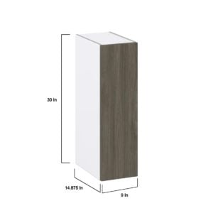 Cordyline Textured Slab Walnut Assembled Wall  Cabinet with Full High Door (9 in. W x 30 in. H x 14 in. D)