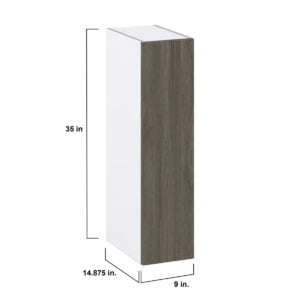 Cordyline Textured Slab Walnut Assembled Wall  Cabinet with Full High Door (9 in. W x 35 in. H x 14 in. D)