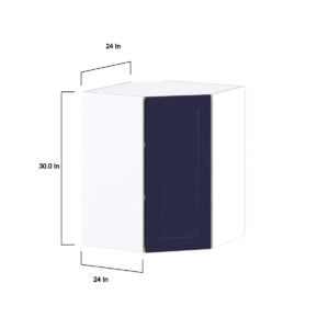 Camellia Painted Midnight Blue Recessed Assembled Wall Diagonal Corner Cabinet with a Door (24 in. W x 30 in. H x 24 in. D)