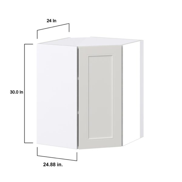 Wisteria Painted Light Gray Recessed Assembled Wall Diagonal Corner Cabinet with a Door (24 in. W x 30 in. H x 24 in. D)