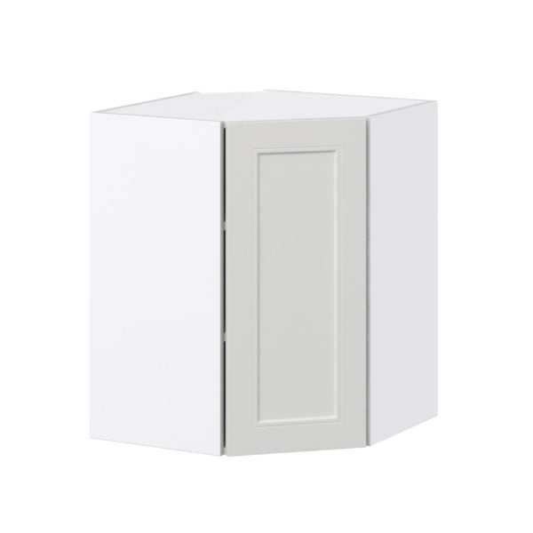 Wisteria Painted Light Gray Recessed Assembled Wall Diagonal Corner Cabinet with a Door (24 in. W x 30 in. H x 24 in. D)