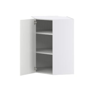 Magnolia Painted Bright White Recessed Assembled Wall Diagonal Corner Cabinet with a Door (24 in. W x 35 in. H x 24 in. D)