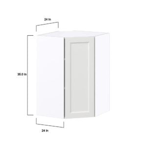 Magnolia Painted Bright White Recessed Assembled Wall Diagonal Corner Cabinet with a Door (24 in. W x 35 in. H x 24 in. D)