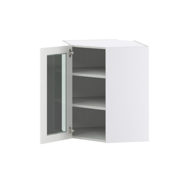 Magnolia Painted Bright White Assembled Corner Wall Cabinet with a Glass Door (24 in. W x 30 in. H x 24 in. D)