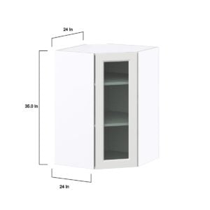 Magnolia Painted Bright White Assembled Corner Wall Cabinet with a Glass Door (24 in. W x 35 in. H x 24 in. D)