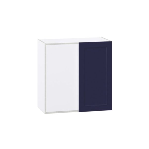 Camellia Painted Midnight Blue Recessed Assembled Wall Blind Corner  Cabinet (30 in. W X 30 in. H X 14 in. D)