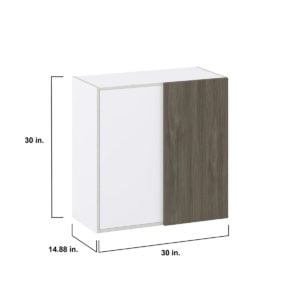 Cordyline Textured Slab Walnut Assembled Wall Blind Corner  Cabinet (30 in. W X 30 in. H X 14 in. D)