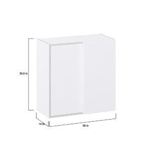 Lily Bright White  Slab Assembled Wall Blind Corner  Cabinet (30 in. W X 30 in. H X 14 in. D)