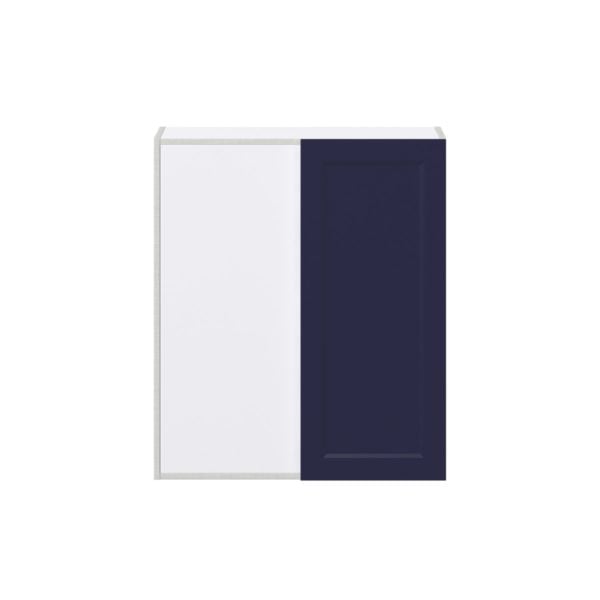 Camellia Painted Midnight Blue Recessed Assembled Wall Blind Corner  Cabinet (30 in. W X 35 in. H X 14 in. D)