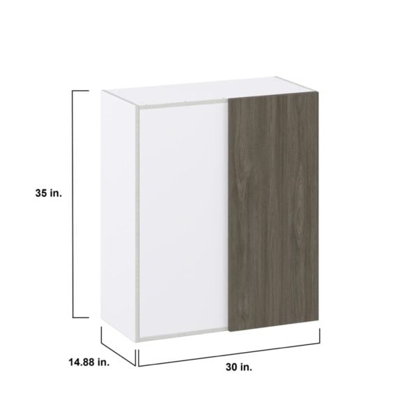 Cordyline Textured Slab Walnut Assembled Wall Blind Corner  Cabinet (30 in. W X 35 in. H X 14 in. D)